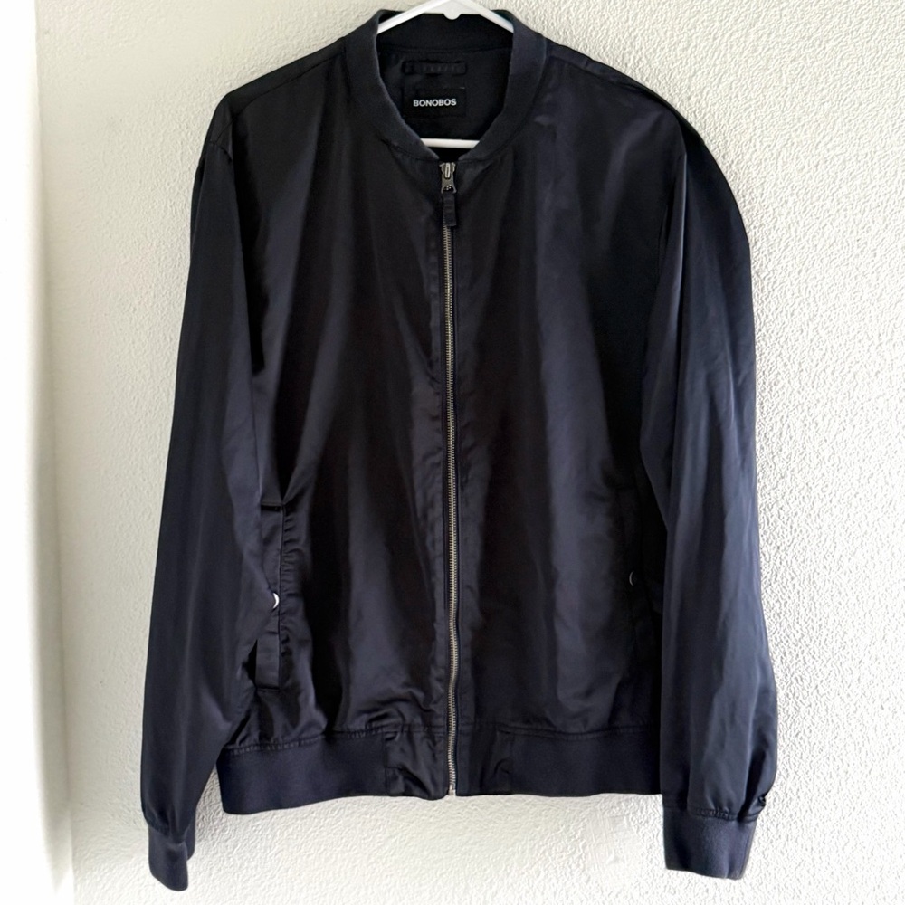 Bonobos The Boulevard Bomber Jacket Mens Small Navy Blue Slim Fit‎